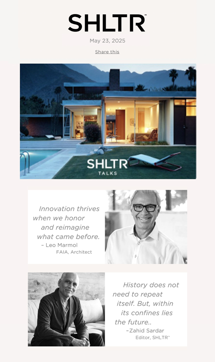 SHLTR Talks newsletter announcement